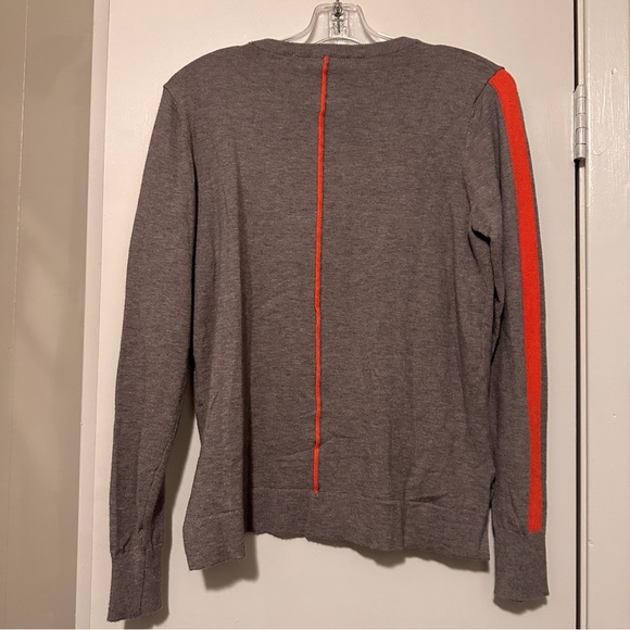THML gray orange striped long sleeve crewneck sweater size S - Picture 4 of 8